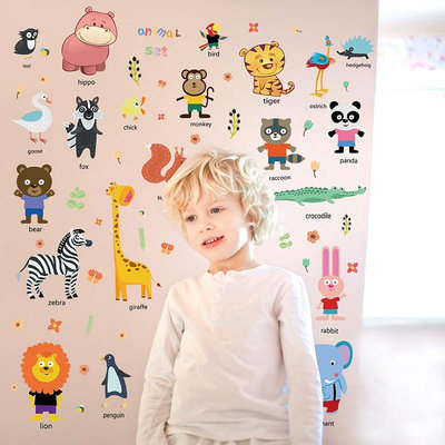 壁貼 貼紙 無痕壁貼3d立體墻貼畫卡通動物貼紙嬰兒寶寶早教兒童房墻面裝飾畫墻紙自粘