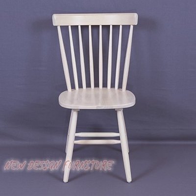 【N D Furniture】台南在地家具-北歐鄉村風後直條造型橡膠木實木水洗白色餐椅/溫莎椅BG