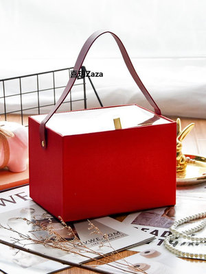 新品禮品盒包裝盒紅色情人節手提盒香水生日禮物盒空盒子婚禮伴手禮盒