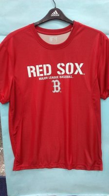 MLB美國大聯盟 紅襪隊 流行款 無背號 圓領徘汗 透氣T恤 紅 5430203-150