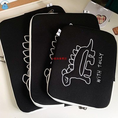優選—韓國ins小眾設計 刺繡恐龍 iPad平板包 13吋 15吋 筆記本電腦包 筆電內袋 筆電包-小狐仙