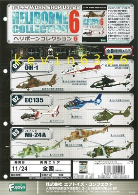 東京都-F-toys 1/144 WORK SHOP Vol.29 直升機收藏6小全10種(9+1隻隱藏)附中盒現貨