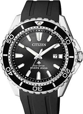 【金台鐘錶】CITIZEN 星辰 (黑水鬼) 潛水膠帶錶 光動能 200米防水 BN0190-15E