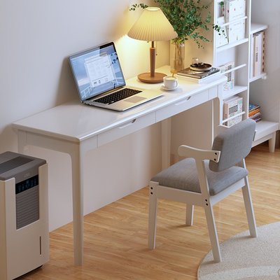 實木書桌寬40/45CM胡桃色長條辦公桌簡約現代家用中式電腦桌北歐