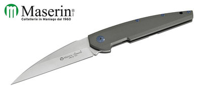 【angel 精品館 】Maserin Knives 405 SOLAR Flipper 紳士刀 D2鋼 鈦柄-折刀