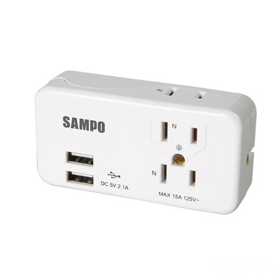 【聲寶SAMPO】EP-UA3BU2 3座2+3孔 2.1A USB擴充座 分接器 擴充插座 壁插(15A 1650W)