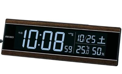 16826c 日本進口 限量品 正品 SEIKO 精工木頭感桌面鐘 可充電溫度計日期功能LED鐘電波時鐘送禮禮品
