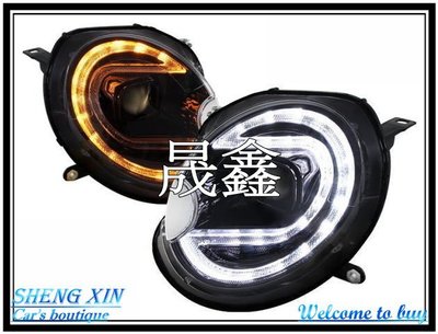 《晟鑫》全新 MINI COOPER R55 R56 R57 06~12年 HID版 光柱 LED雙功能 黑底 魚眼大燈