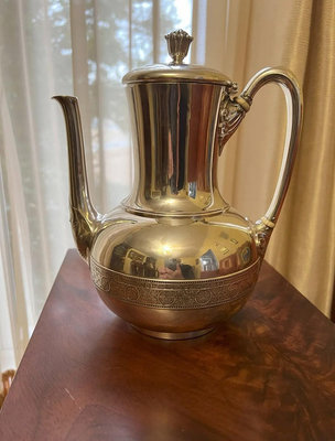 【二手】1873年Tiffany純銀古董咖啡壺波斯風格20518【木清院】古玩 收藏 古董
