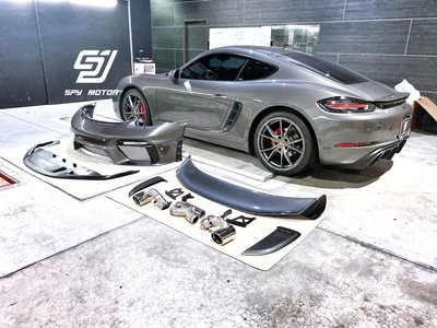 【SPY MOTOR】Porsche 718 GT4樣式前保桿 進氣側蓋 後下擾流 尾翼 尾飾管
