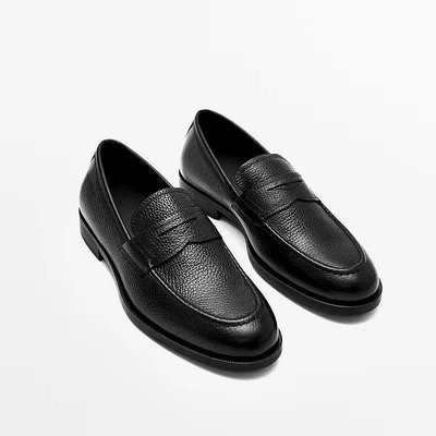 【MOMO生活館】Massimo Dutti 男鞋2022年真皮一腳蹬平底樂福鞋休閑商務正裝皮鞋