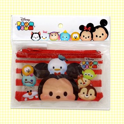 【物生活】日本進口 Disney 迪士尼 TSUM TSUM拉鍊小袋 拉鍊文具包 隨機出貨 - 現貨