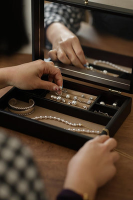 發現花園 日本選物 ~ 日本製 職人手作 化妝鏡 多格 木製珠寶盒