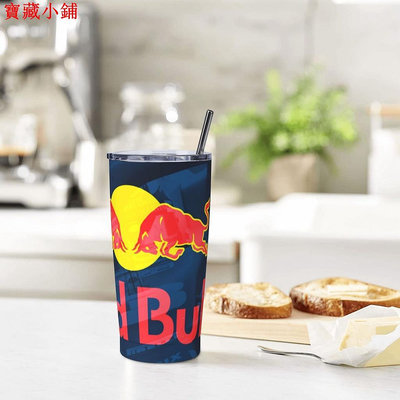 Red Bull 保溫杯帶蓋和吸管冰咖啡杯可重複使用不銹鋼水瓶旅行杯情人節禮物