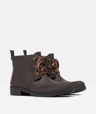 Miolla 英國品牌Joules 棕色繫鞋帶款短筒雨靴/雨鞋