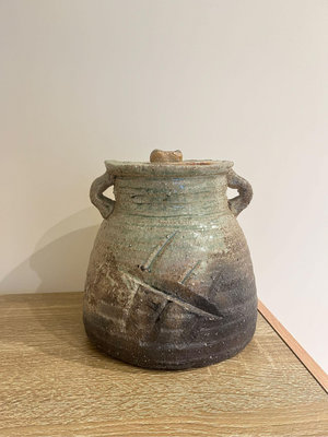 日本信樂燒 厚實陶製水指 茶葉罐 有重量 日本 藝術 茶道 茶藝 侘寂 侘び寂び