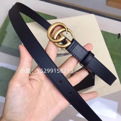 二手正品 GUCCI 古馳 marmont 古馳 GG 寬2CM 女士皮帶 腰帶 黑色 皮革 409417 現貨