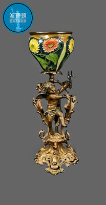 【波賽頓-歐洲古董拍賣】歐洲/西洋古董法國古董 19世紀 拿破崙三世風格 稀有大型 愛神丘比特雕塑像(尺寸：高5×寬20×直徑20公分)(年份：約1880年)