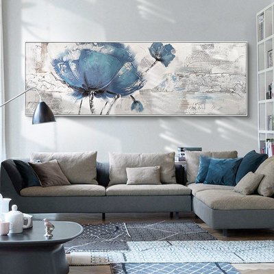 純手繪油畫客廳古典裝飾畫沙發背景墻掛畫大幅橫版新中式臥室壁畫正品