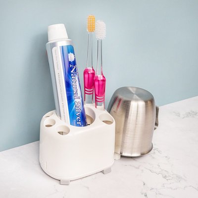 【日本LEC】牙刷牙膏收納架