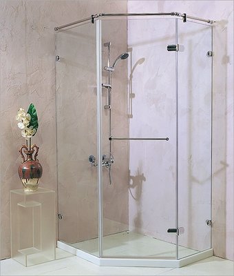 【阿貴不貴屋】 五角型 無框門 單開式 淋浴拉門 浴室拉門系列 強化玻璃 ❖含施工安裝