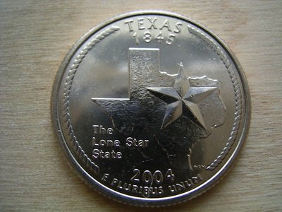 2004-P Texas 美國 各大 50洲 Washington 25C 1/4 Quarter 早期 錢幣