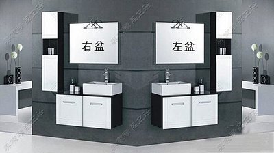FUO衛浴:80公分 經典黑白配 百分百防水 陶瓷盆(左邊) 浴櫃組,附龍頭,鏡子 (103680) 預訂!