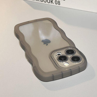 玩樂局~簡約波浪邊框蘋果13promax手機殼透明iPhone11/12pro手機殼xs情侶