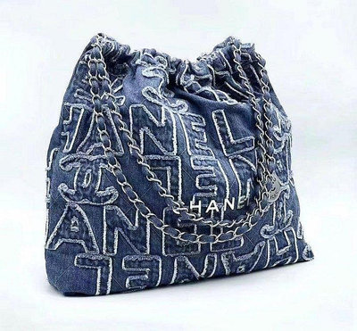 CHANEL香奈兒 Chanel 22 小型垃圾袋 貼布繡牛仔包