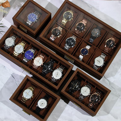 手錶盒手表展示盒腕表收納盒子手鏈珠寶收藏展示帶蓋防塵多格復古表盒