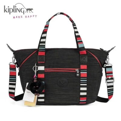 現貨 Kipling K13848 亞麻黑 彩色背帶 猴子包 可變形輕量肩背手提斜背多用包 限時優惠