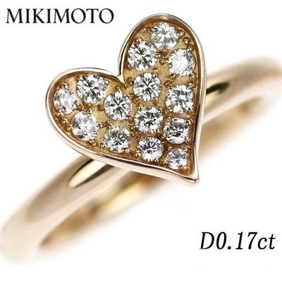 MIKIMOTO 18k金 750 玫瑰金 天然鑽石戒指 愛心 心型 心形 鑽戒