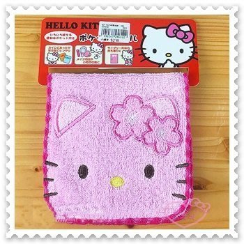 ♥小公主日本精品♥ Hello Kitty 毛巾布 收納袋 小物收納袋 飾品袋 粉色 櫻花 大臉 58860205
