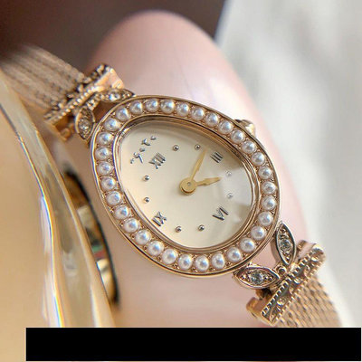 新款熱銷 日本中古阿卡朵/agete手表圣誕限定款女士珍珠表復古橢圓生日禮物明星大牌同款手錶