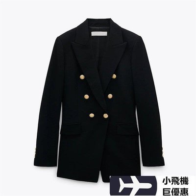 【熱賣精選】  ZARA新款女裝雙鈕扣黑色女裝修身西裝外套明星同款