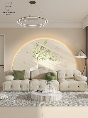 現代簡約客廳裝飾畫綠植創意led高級感沙發背景墻壁畫發光燈掛畫半米潮殼直購