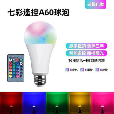 現貨：RGB七彩小燈 LED燈泡 E27 遙控燈泡 LED彩色飾照明燈 遙控變色燈 氛-來可家居
