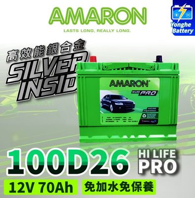 永和電池 愛馬龍 AMARON 銀合金電瓶 100D26L 汽車電池 充電快 PREVIA CARENS Xtrail