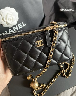 【COCO 精品專賣】Chanel AP2303 small vanity 金球小型盒子鍊帶包 黑