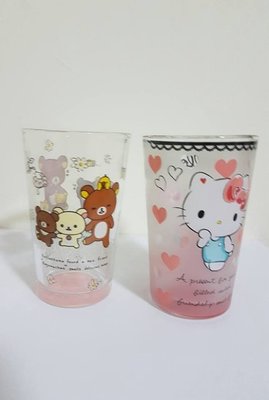 ♥正版Hello Kitty凱蒂貓與拉拉熊 Rilakku兩款玻璃杯好心情 茶杯水杯 生日禮物 情人節 聖誕節 畢業