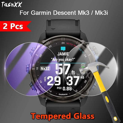 1/2/3/5 件適用於 Garmin Descent Mk3 Mk3i 智能手錶 2.5D 超薄透明/防紫光 9H 鋼