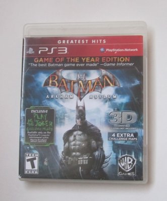 PS3 蝙蝠俠：小丑大逃亡 年度版 英文版 BATMAN ARKHAM ASYLUM GOTY EDITION