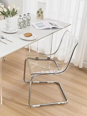 現貨 ：亞克力餐椅設計師輕奢創意透明ins不銹鋼極簡化妝凳椅子