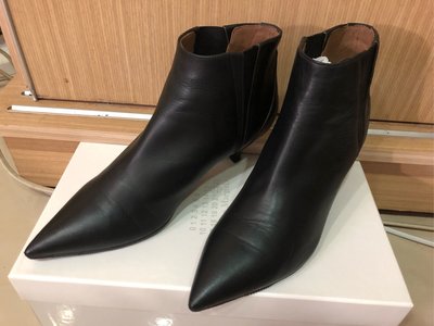 愛馬仕 HERMÈS 黑色 皮革 尖頭 短靴 踝靴 EU38.5號 9成新
