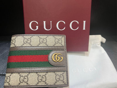 【EZ兔購】正品 GUCCI 古馳 老花 錢包 短夾 (綠紅) 597609 96IWT 8745 現貨