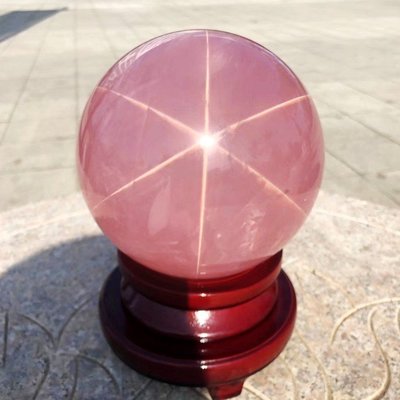 光工水晶阿賽斯特萊 15.2cm天然星光粉水晶球擺件 梅爾卡巴揚升冥想開發松果體第三眼心輪乙太星光體神聖愛能量