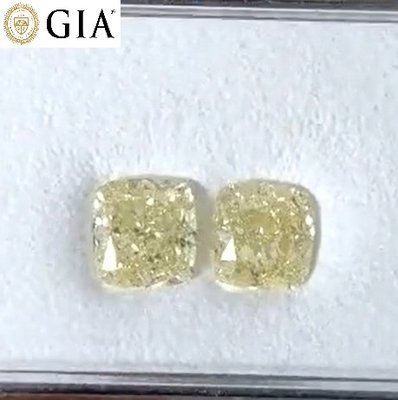 【台北周先生】超大顆！天然Fancy黃色鑽石5.21+5.23克拉 VS2 Even 火光爆閃 難得一對 送GIA