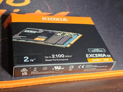 KIOXIA Exceria G2 SSD M.2 2280 PCIe NVMe 2TB Gen3x4 固態硬碟(全新、付購買證明)