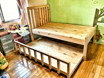 【原味手工家具】鐵杉木子母床架-台南 原木 家具