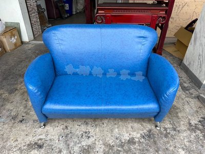 香榭二手家具*全新精品 藍色小丸子 皮革二人座沙發椅-簡易沙發-皮沙發-套房沙發-辦公沙發-便宜沙發-雙人沙發-兩人沙發